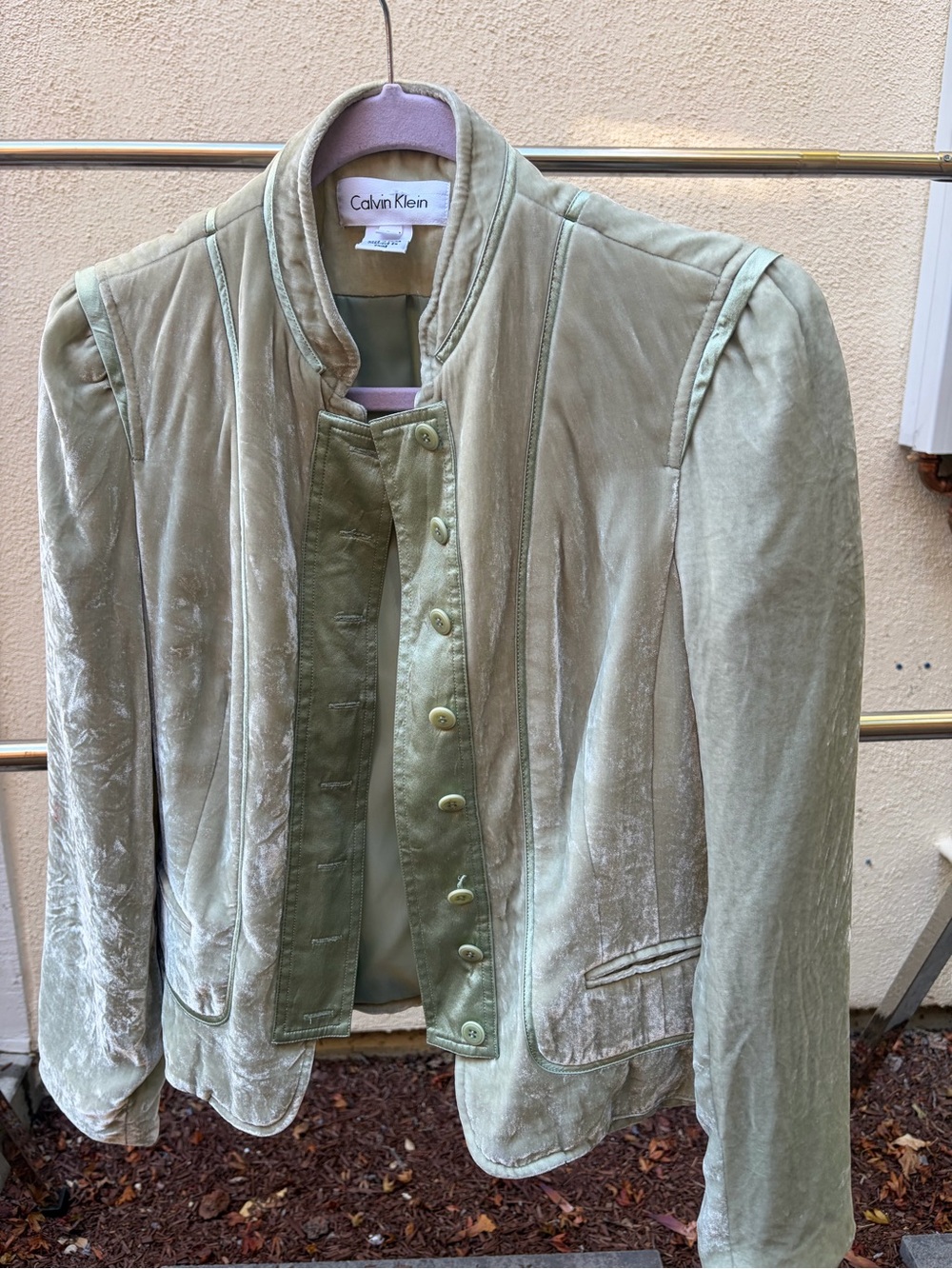 Velvet silk Calvin Klein jacket in pistachio mint green sz 4